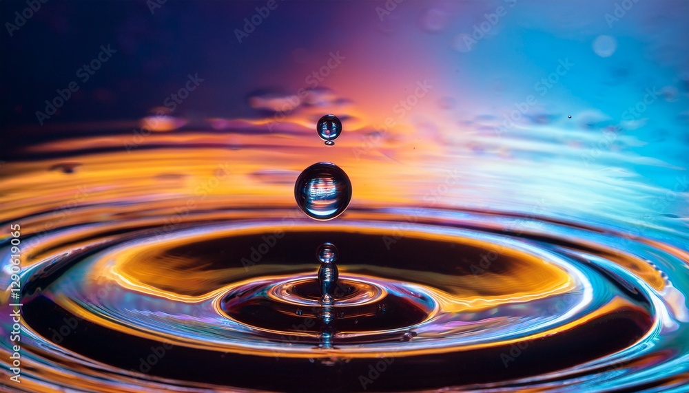 Macro shot of a tiny droplet of oil on water, forming cosmic nebula-like patterns, with vibrant colors and swirling shapes resembling a miniature galaxy. Macro shot of a tiny droplet of oil on water, forming cosmic nebula-like patterns, with vibrant colors and swirling shapes resembling a miniature galaxy.