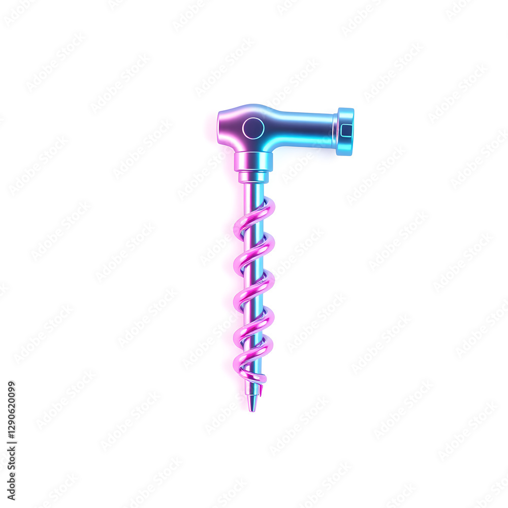 Corkscrew holographic 3D icon. neon symbol vector illustration isolated on white background. Generative AI Corkscrew holographic 3D icon. neon symbol vector illustration isolated on white background. Generative AI