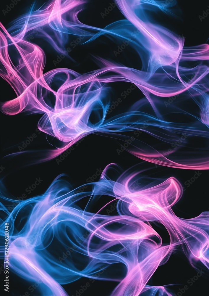 Abstract digital art piece with a black background. it features a series of wavy lines in different shades of pink and blue, creating a sense of movement and energy. Abstract digital art piece with a black background. it features a series of wavy lines in different shades of pink and blue, creating a sense of movement and energy.