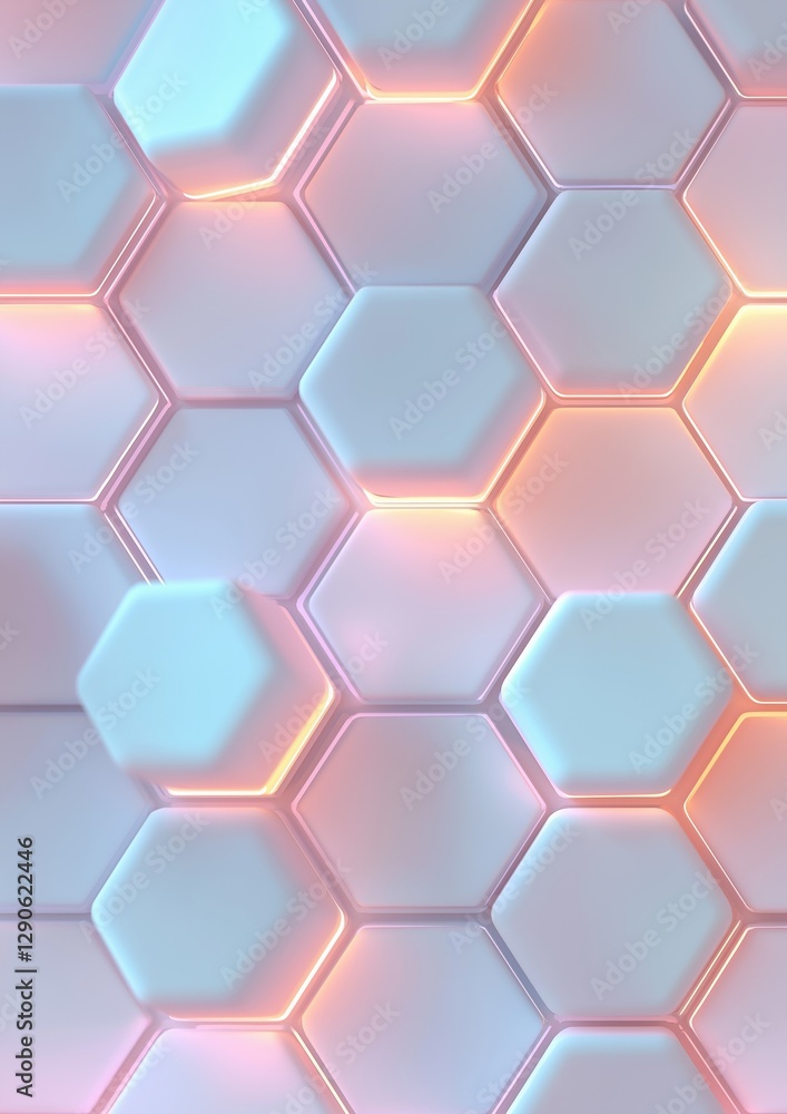 Abstract background with a hexagonal pattern. the hexagons are arranged in a repeating pattern, with each hexagon having a different color - blue, pink, and orange. Abstract background with a hexagonal pattern. the hexagons are arranged in a repeating pattern, with each hexagon having a different color - blue, pink, and orange.
