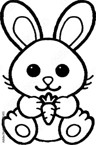 Cute cartoon rabbit with big ears and playful expression