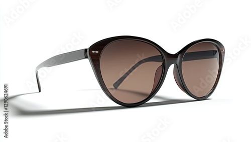 Stylish brown cat-eye sunglasses, studio shot photo