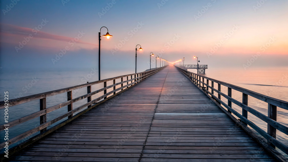 Naklejka premium pier at sunset