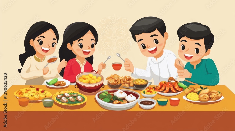 Happy Family Eid Celebration: A Delicious Feast Happy Family Eid Celebration: A Delicious Feast