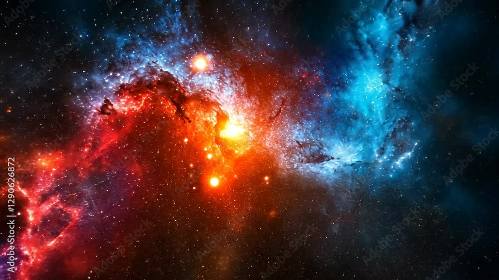 Colorful cosmic nebula with bright stars and swirling gases in deep ...