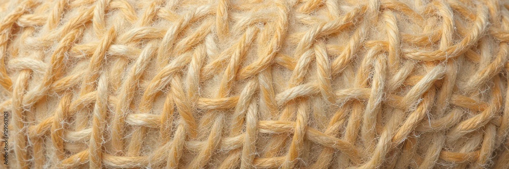 Fototapeta premium Creamy beige jute hessian, woven texture Close-up detail , natural, weave, hessian