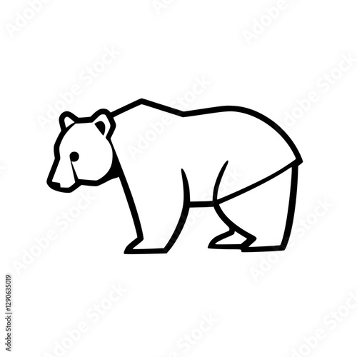 Bear: A stylized vector illustration of a polar bear, focusing on simple lines and bold black and white, minimalist art.