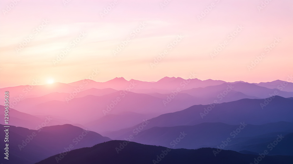pastel sunset over a mountain range, with soft purple, pink, and peach colors filling the sky pastel sunset over a mountain range, with soft purple, pink, and peach colors filling the sky