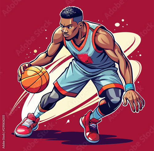 Dynamic Basketball Player in Action – Sports Illustration