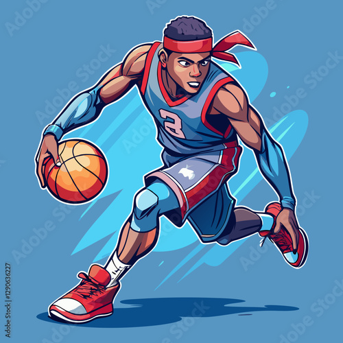 Dynamic Basketball Player in Action – Sports Illustration