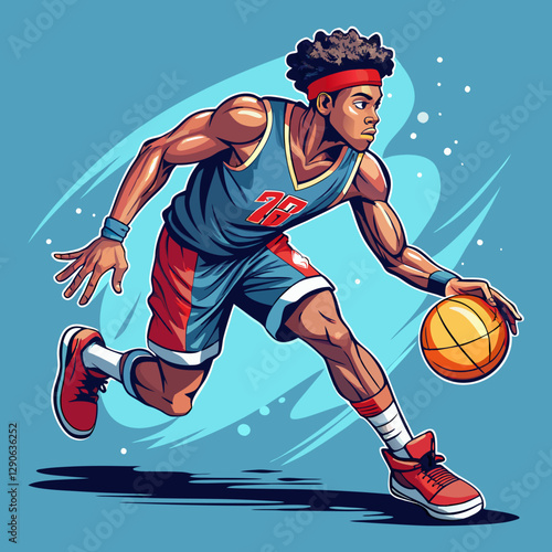 Dynamic Basketball Player in Action – Sports Illustration
