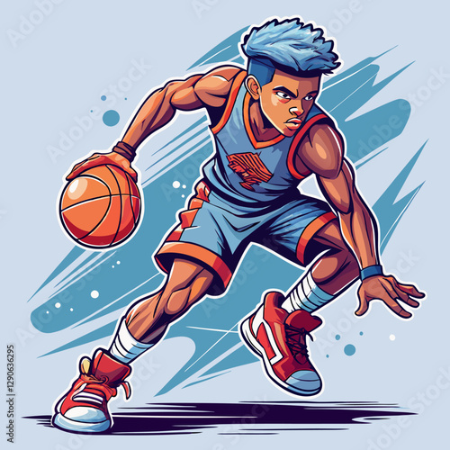 Dynamic Basketball Player in Action – Sports Illustration