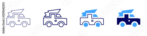Truck cab accessories icon in 4 different styles. Thin Line, Line, Bold Line, Duotone. Duotone style. Editable stroke