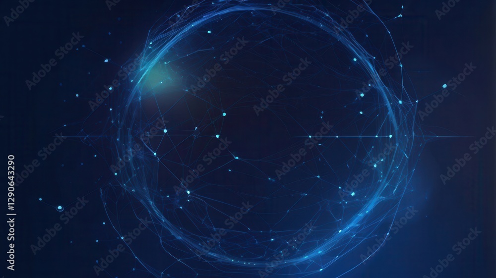 Fototapeta premium Abstract Blue Sphere of Global Network Connection