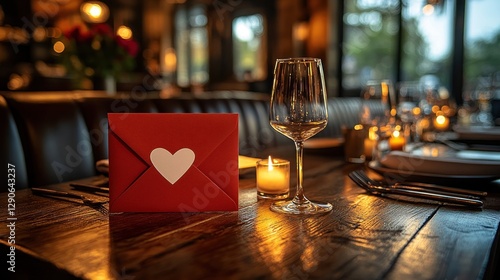 Romantic Valentine's Day dinner envelope restaurant photo