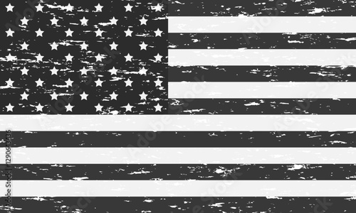 Black and white flag of USA with grunge effect, american flag. Vector illustration, EPS 10