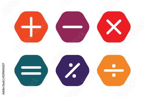 Plus, minus, multiply, equal and divide sign icon set. Math sign vector illustration.