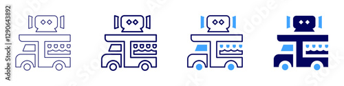 Truck fleet management software icon in 4 different styles. Thin Line, Line, Bold Line, Duotone. Duotone style. Editable stroke