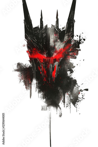 Crimson Crown: A Digital Painting of a menacing robot-like helmet