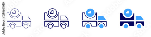 Truck fuel tank icon in 4 different styles. Thin Line, Line, Bold Line, Duotone. Duotone style. Editable stroke