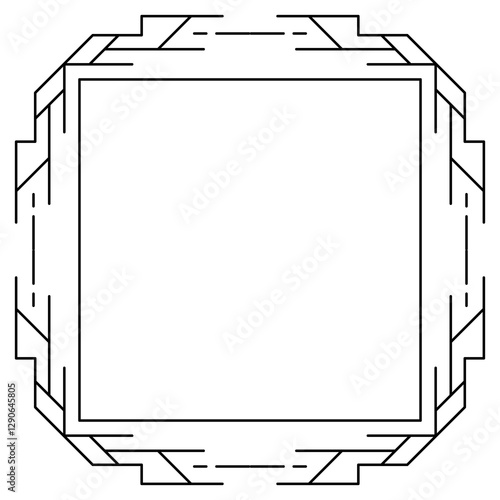 Line geometric frame. Modern decorative curling background.