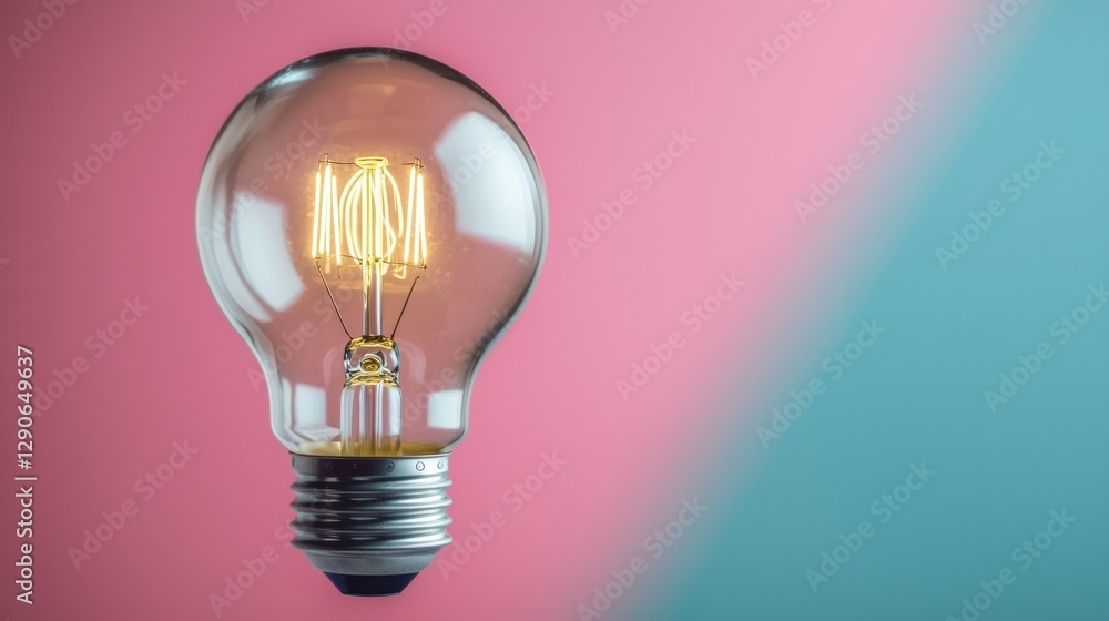 Glowing Light Bulb Idea Innovation Inspiration Pink Blue Background Glowing Light Bulb Idea Innovation Inspiration Pink Blue Background