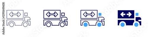 Truck tracking icon in 4 different styles. Thin Line, Line, Bold Line, Duotone. Duotone style. Editable stroke