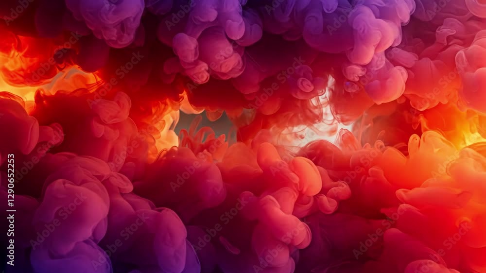 An abstract display of vibrant smoke in purple and orange hues An abstract display of vibrant smoke in purple and orange hues