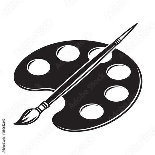 Artist Palette and Paintbrush Icon - Creative Art Tools