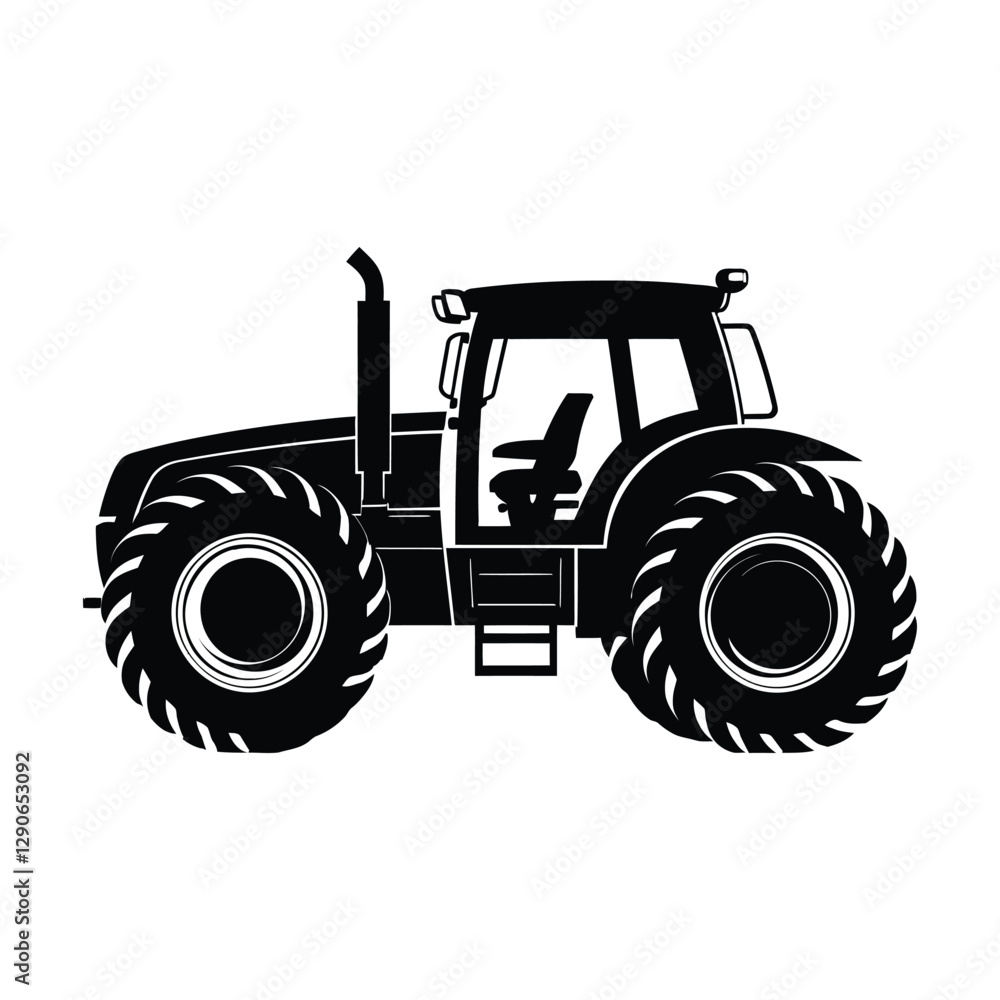 Obraz premium Tractor vector art silhouette black color illustration