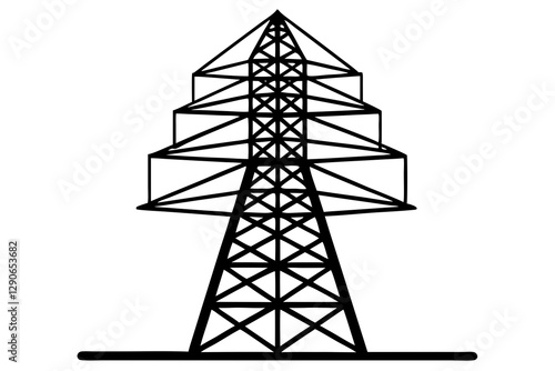 power transmission tower silhouette vector 