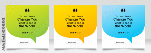 Social media post motivation quote template. 3D bubble testimonial banner, quote, infographic. Good for Inspirational speech bubbles, quote bubbles and text box.