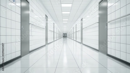 Wallpaper Mural Bright and spacious hospital corridor featuring wide hallways and pristine, clean surroundings for patient care. Torontodigital.ca