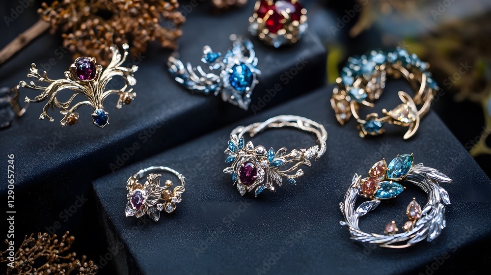 Naklejka premium A fairy-tale-inspired jewelry collection featuring enchanted-looking pieces