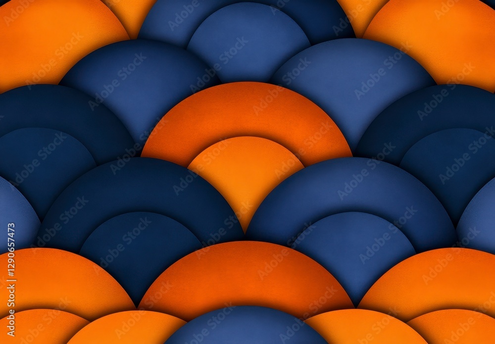 Fototapeta premium Abstract Geometric Pattern with Overlapping Blue and Orange Circles