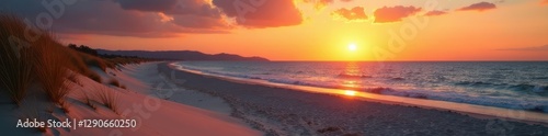 Towering dunes, vast Lake Michigan beach New Buffalo sunset , seascape, environment, winter