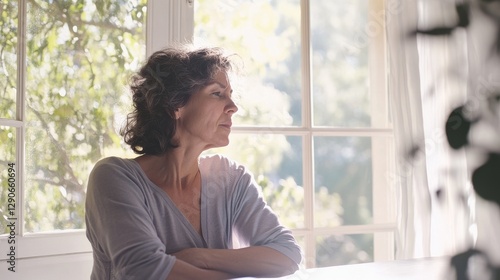 Stomach pain experienced by a middle-aged woman sitting at a desk, holding her stomach. Featuring discomfort and recovery Free Download Stomach pain experienced by a middle-aged woman sitting at a desk, holding her stomach. Featuring discomfort and recovery - GFXLoad