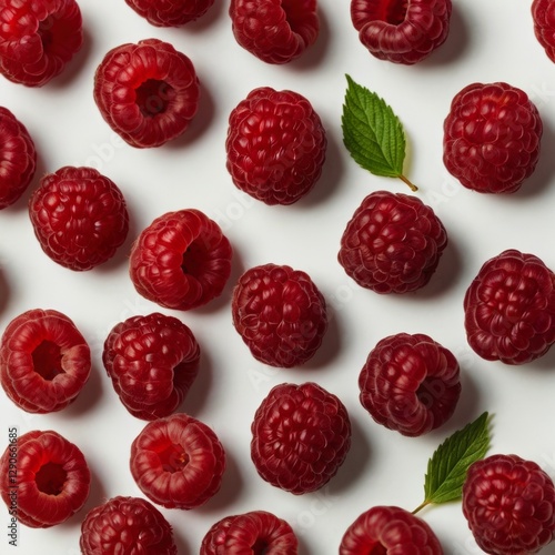 Wallpaper Mural Fresh Vibrant Raspberries on Pure White Background, Minimalist Composition Highlighting Natural Beauty, Generative AI Torontodigital.ca