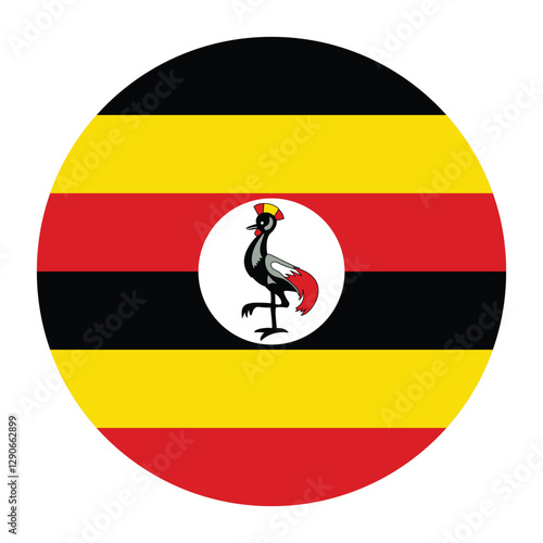 Uganda circle flag logo icon digital vector illustration