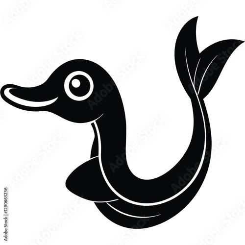 Mysterious Pelican Eel fish Logo Design
