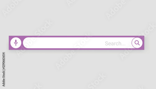 Browser search bar. Web page internet browser button, search box template. Internet search system. Simple element of user interface design. Vector illustration