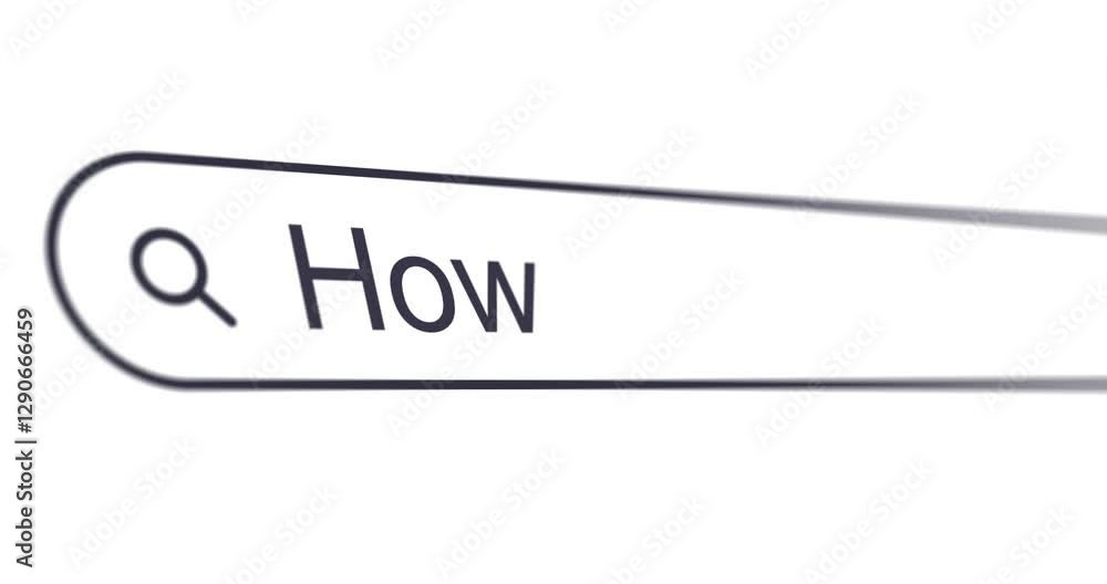 Typing words How to into search box, problem-solving question, looking for solution, search bar close-up, footage