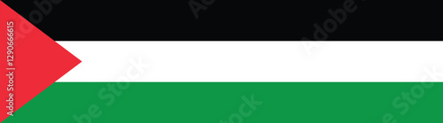 Palestine flag. A long banner. Flag icon. Standard color. A rectangular flag. Computer illustration. Digital illustration. Vector illustration.