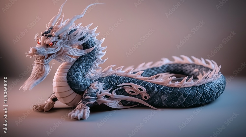 Obraz premium Majestic Anime Dragon Dark Chocolate Sculpture Fantasy Art