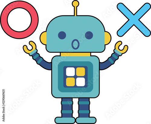 かわいいロボットのキャラクター　マルとバツ