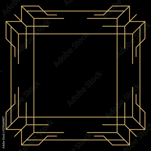 Line geometric frame. Modern decorative curling background.