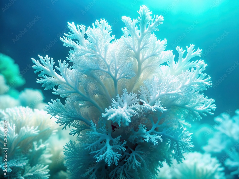 Naklejka premium Abstract White Algae Bloom on Turquoise Blue Ocean Background - Stock Photo