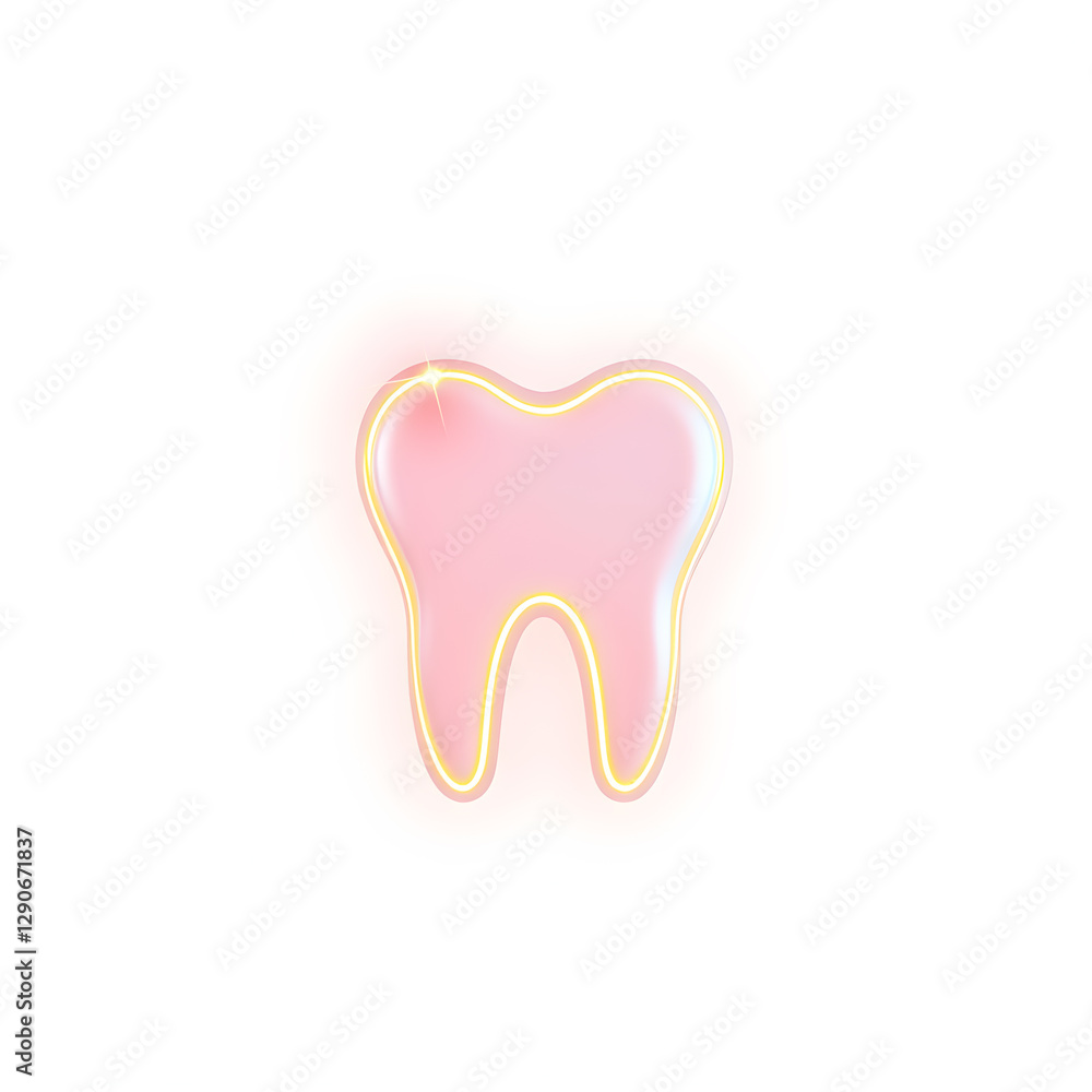 Dentist tooth holographic 3D icon. neon symbol vector illustration isolated on white background. Generative AI