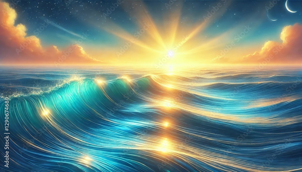 Obraz premium Golden Sun Reflections on Sea