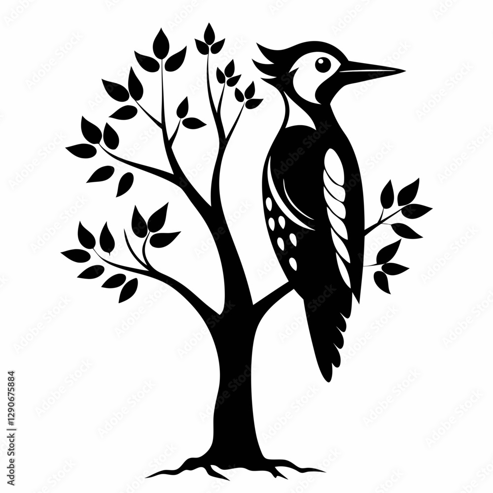 Obraz premium woodpecker vector silhouette illustration